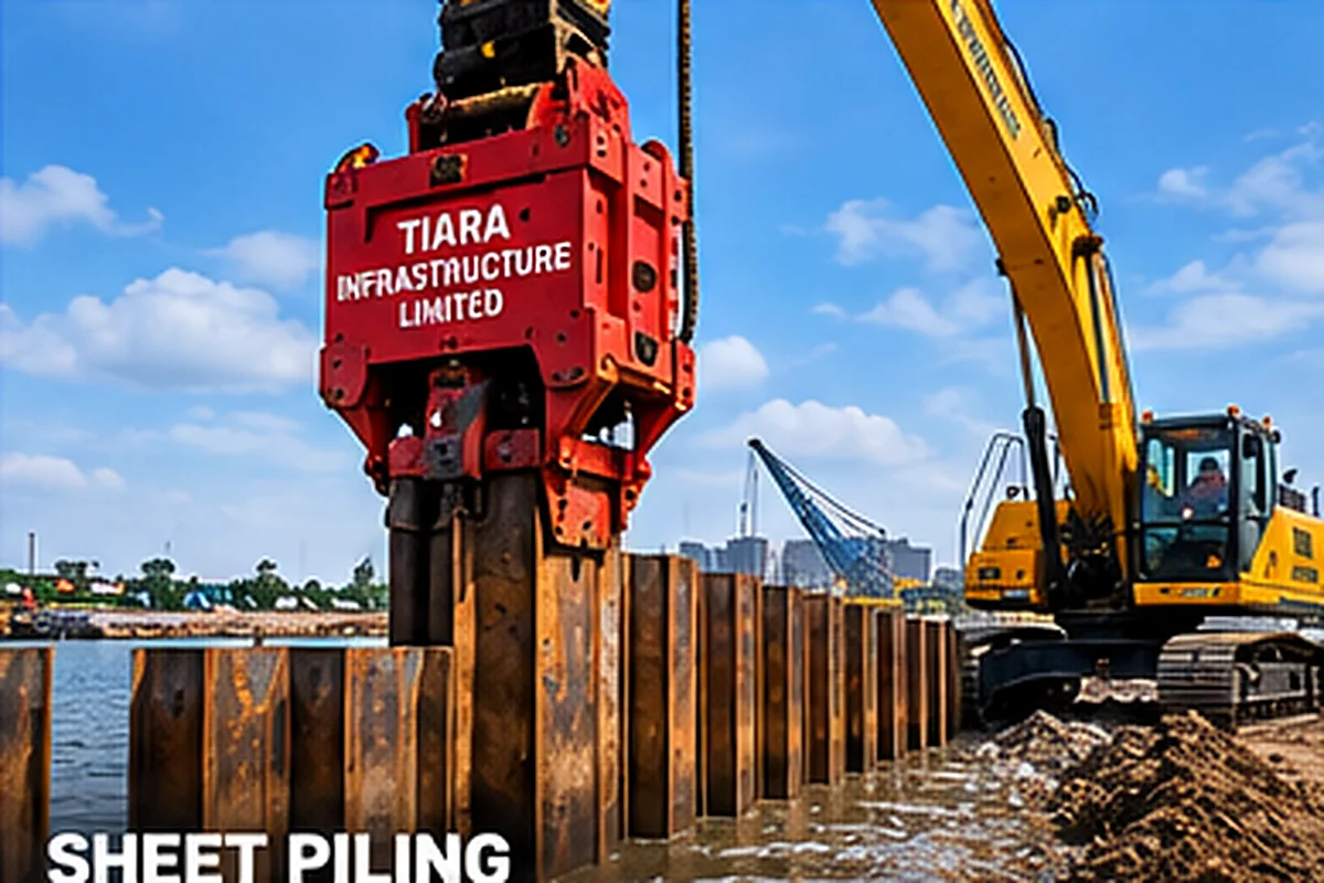 Illustrative hydraulic vibro hammer driving interlocking steel sheet piles